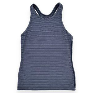 Outdoor Voices Blue & Gray Striped Tank Top